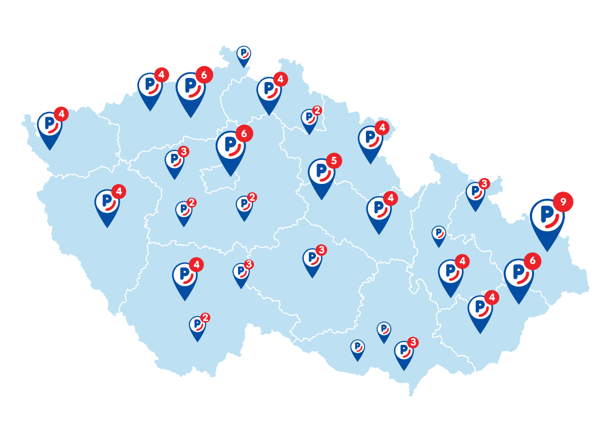 Mapa prodejen ČR